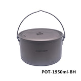 1100ml 1950ml Outdoor Camping Titanium Pot