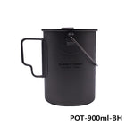 1100ml 1950ml Outdoor Camping Titanium Pot