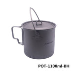 1100ml 1950ml Outdoor Camping Titanium Pot