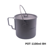 1100ml 1950ml Outdoor Camping Titanium Pot